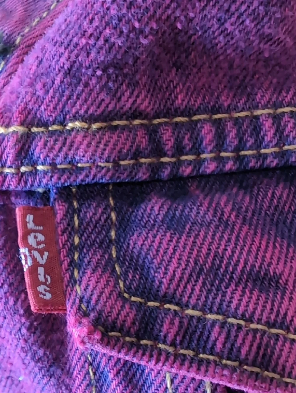 Levi's Men's Wine/Purple Denim Jacket - Casual Button-Up Trucker Style Large - Picture 4 of 5